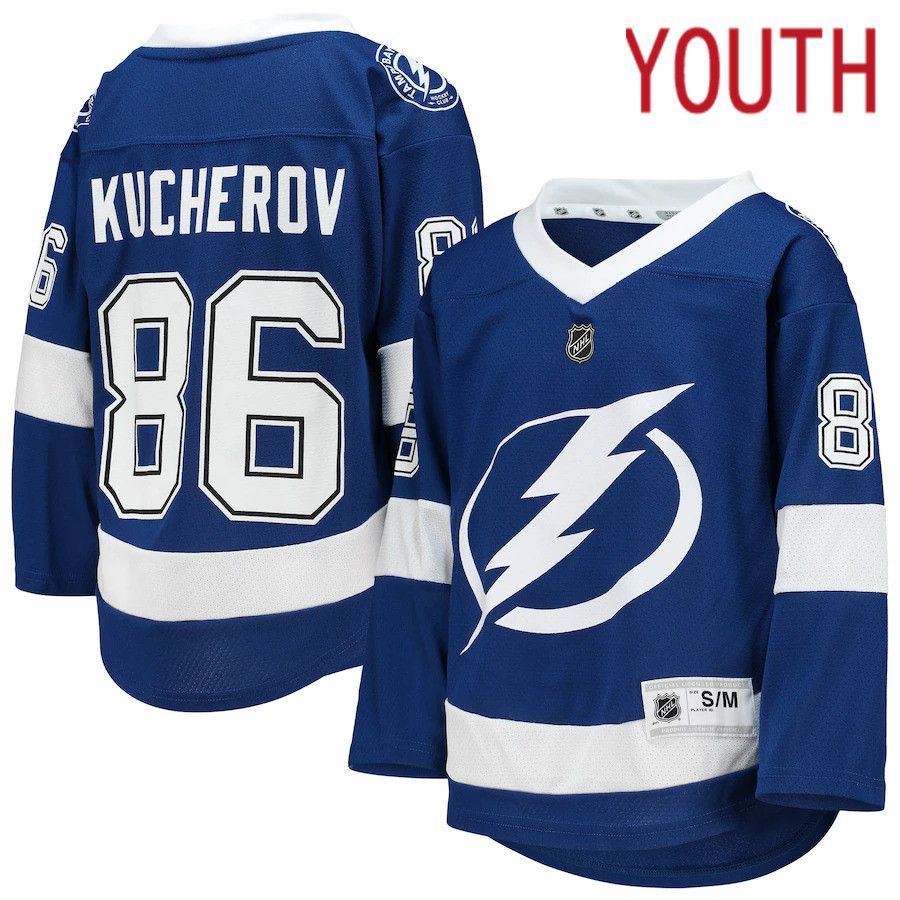 Youth Tampa Bay Lightning #86 Nikita Kucherov Blue Home Replica Player NHL Jersey